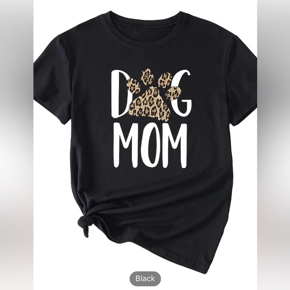 Dog Mom Graphic Leopard Print Black T-Shirt Women’s NWOT - Picture 5 of 14